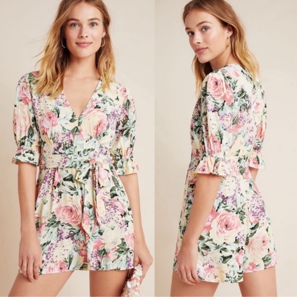 Anthropologie floral v neck play suit
